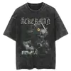 T-Shirt Lavada Estilo Hip Hop Europeu Transfronteiriço Masculina Anime Japonês 2024 P