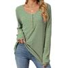 Camiseta de manga larga a rayas holgada con cuello redondo y botones para mujer, otoño e invierno 2024, comercio exterior transfronterizo de Amazon Europa y Estados Unidos