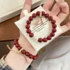 Regalo del Festival de Medio Otoño para la Madre de mi Novia: Pulsera de Loto con Cuentas Rojas Estilo Chino y Diseño de Loto Dorado, Impresión al por Mayor