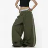 Pantalones Casuales Rayados Americanos de Primavera y Otoño 2026 Verano Exteriores Bordados de Bloques de Color Deportivos Holgados Rectos de Pierna Ancha