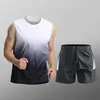 Traje Deportivo de Secado Rápido para Hombre, Verano Hielo Seda Manga Corta Pantalones Cortos Camiseta Ropa para Correr Exportación Transfronteriza Venta al por Mayor de Fábrica