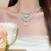 Collar Mariposa de Cuentas de Colores para Mujer Estilo de Lujo Ligero Diseño de Nicho Estilo Milenio Cadena de Cuello Dulce Fresco Accesorios de Collar para Mujer