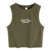 Chica Sexy Usa Camisola Deportiva Negra Bordada para Mujer Verano Corta de Punto para Fondo Sin Mangas Top Corto