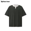 Befearless Camiseta Retro Americana de Doble Cuello Redondo Falsa de Dos Piezas de Manga Corta para Hombres y Mujeres Marca de Moda Holgada de Secado Rápido Salona t