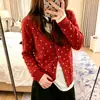 Cárdigan de punto con diseño de lunares retro de nicho estilo coreano para mujer, nuevo abrigo suéter ajustado de cuello redondo suave para otoño e invierno