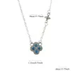 Moderna Cadena Nueva de Trébol de Cuatro Hojas con Circonita Azul para Mujer, Delicado Diseño de Flor de Nicho de Lujo Ligero de Gama Alta Versátil