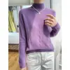 Nuevo Suéter de Lana 100% Pura Otoño e Invierno 2025 para Mujer, Cuello Alto, Tejido, Jersey Simple para Vestir