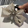 Nueva Pinza para el Cabello de Tela a Cuadros con Sensación de Alta Gama de Estilo Francés Lazo de Felpa Estilo Chanel Corea del Sur Tocado Dulce Elegante para Mujeres