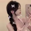 Presilha de cabelo de borboleta tridimensional em malha colorida para mulheres, presilha de franja super fada, presilha para rabo de cavalo lateral, acessório de cabelo lateral
