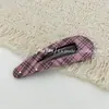Grampos de Cabelo Bb com Tecido Xadrez Estilo Universitário Coreano Gota d'Água com Strass, Presilhas Ovais e Triangulares para Franja e Cabelo