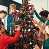 Adorno Navideño de Lazo con Purpurina de 30 cm Adorno Navideño de Lazo Grande Vintage para Decoración de Escaleras y Habitaciones