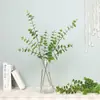 Planta de simulación plástico blando eucalipto hoja de dinero boda decoración del hogar flor de simulación planta verde adornos de bonsái venta al por mayor