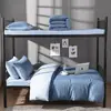 Nuevo Estilo Algodón Lavado Color Sólido Dos Tonos Estudiante Conjunto de Tres Piezas para el Inicio de la Temporada Escolar, Dormitorio Estudiantil Conjunto de Seis Piezas, Sábana Plana y Funda Nórdica de Color Liso