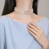 Collar de Múltiples Capas con Letra de Diamante y Perlas Cadena para Clavícula de Temperamento Francés de Alta Gama Collar de Moda Retro de Nicho Venta al por Mayor