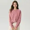 Baicai Terciopelo Cachemir 2026 Colección Otoño/Invierno Nueva: Suéter de Punto Cuello Redondo con Patrón Jacquard, Top Casual Versátil de Corte Holgado