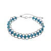 Cadena de oro con cristal azul~Pulsera redonda de cristal estilo lujo ligero, dulce y a la moda, pulsera fresca y delicada, joyería nicho de alta gama