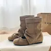 Botines Nuevos Modelo 2026 para Mujer que Aumentan la Altura, Zapatos de Ballet, Botas de Plataforma Caladas con Moño, Sandalias Cortas Versátiles Casuales