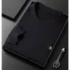 Camiseta básica masculina personalizada da moda 2026, outono, primavera e outono, alta qualidade, estilo Hong Kong, estampada, solta, moderna, manga longa