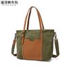 Bolso de mano informal para mujer, bolso diagonal de lona impermeable con primera capa de cuero, bolso de hombro de color sólido, suministro de fábrica desbordante