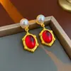 Brincos de Pérola com Gotejamento de Óleo Vintage, Estilo Artístico Retro de Pintura a Óleo, Brincos de Luxo Leve, Joias de Moda de Alta Qualidade