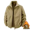 Jaqueta de fleece masculina outono e inverno transfronteiriça, espessada com forro de fleece, gola alta, casaco de fleece casual solto para atividades ao ar livre