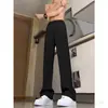 Pantalones de vestir negros de pierna recta con caída de alta gama, elegantes y ligeramente acampanados, Pantalones casuales de traje slim-fit para hombre de primavera