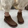 Botines cortos para mujer, forrados de felpa y engrosados, botines casuales retro estilo coreano 2026, botines Chelsea con suelas suaves, botines de algodón