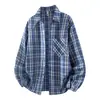 Camisa para Hombre 2026 Comercio Exterior Transfronterizo Nueva Camisa para Hombre Moda Tendencia Holgada Talla Grande Camisa a Cuadros de Manga Larga