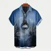 Sitio Web Independiente Europeo y Americano Transfronterizo Camisa Casual de Moda de Manga Corta con Cuello Campana para Hombre Nueva de Verano con Estampado de Violín