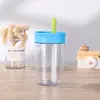 Nova Caneca de Café Portátil para Exterior Resistente a Altas Temperaturas, Caneca de Plástico Fofa e Criativa em Cores Doces, Mini Caneca Simples com Canudo