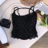 803 # Verano Nuevo Chica Caliente Encaje Floral Cuello Halter Tirantes Monopieza para Mujer con Almohadillas para Adelgazar