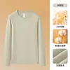 Camiseta de Manga Larga para Hombre de Algodón de Fibra Larga de Alto Gramaje de 310g + Núcleo Térmico, Nueva Camiseta Base de Algodón Puro Cepillado por Ambos Lados para Otoño e Invierno para Hombre