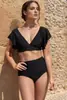 Traje de baño deportivo explosivo Amazon TEMU 2024 con almohadilla para el pecho para mujer, bikini sexy dividido con borde cruzado