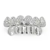 Dente de Ouro Totalmente Diamantado Transfronteiriço Cor de Carta de Baralho Masculina Formato de Braces Praça de Ameixa Vermelha Formato A Personalizado Hip-Hop Ornamentos Dentários