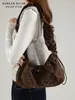 2025 Nuevo Otoño e Invierno Diseño Plisado Bolso Nube para Mujer Estampado Leopardo de Gama Alta Ligero Versátil Bolso Bandolera