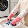 Guantes Impermeables de una Sola Capa con Forro de Felpa para Lavandería y Tareas del Hogar, Guantes de Cocina Largos con Cordón de PVC para Lavar Platos y Limpiar