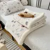 Manta de Lã de Cordeiro Desenho Animado Espessa Leite Fleece Outono e Inverno Cobertor para Sesta no Escritório Capa de Sofá Xale de Menina Manta Pequena