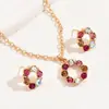 Versátil Conjunto de Joyería de Flores Pequeñas para Mujer, Collar de Vidrio de Diseño de Nicho de Alta Gama, Set de 3 Piezas de Pendientes de Venta Caliente Transfronteriza