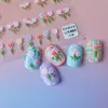 Adesivos de Nail Art de Flores da Primavera, Tulipas, Flores Silvestres, Margaridas, Rosas, Flores Pequenas, Adesivos de Nail Art Rosa