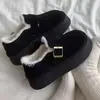 Zapatos Birkenstock de suela gruesa para mujer, botas de nieve engrosadas para mujer, novedades de invierno 2026, zapatos de mujer con forro de felpa, zapatos peludos sin cordones, zapatos de algodón