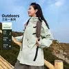 Jaqueta Três em Um Luotuo Estilo Igual para Mulheres, Conjunto de Viagem e Montanhismo à Prova de Vento e Impermeável Removível, Conjunto de Duas Peças com Logo Estampado