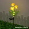 Lámpara de jardín LED solar para exteriores, montada en el suelo, a prueba de lluvia, flor artificial para césped, iluminación de flores de jardín montada en el suelo.