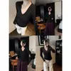 Nuevo Suéter de Punto de Manga Larga con Cuello en V de Color Sólido 2025 para Mujer, Top Básico Casual Simple para Otoño e Invierno
