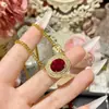 Camellia Joyería Medieval Gaoding Anillo de Rubí para Mujer Chapado en Oro de 18K Full Diamond Lujo Corindón Rojo Collar