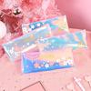 Estuche transparente con láser personalizado con diseño de celebridad de Internet TikTok, bolsa de papelería para chica fresca, cereza y flor, linda bolsa de almacenamiento