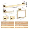 Rack de Armazenamento de Banheiro Popular Transfronteiriço em Aço Inoxidável Conjunto de Cinco Peças Suporte para Toalhas e Papel Higiênico Gancho Conjunto de Racks de Armazenamento Quadrados