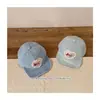 Boné de Baseball Infantil Lavado em Jeans Estilo Coreano 2026 com Aba Macia e Letras Bordadas para Meninos e Meninas na Primavera