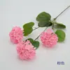 Simulación de una sola rama de hortensia de tres copos de nieve, diseño de escena de boda de hortensia colorida, inserción de modelado de pared roja de red de fachada de tienda