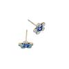 Brincos de pino pequenos com flor azul queimada e trevo de prata S925 natural, brincos simples e doces para meninas, brincos retrô estilo étnico