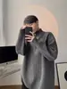 Directo de Fábrica Gama Alta Estilo Perezoso Suéter de Punto Otoño/Invierno Holgado Versátil Abrigo Suéter de Media Cremallera Cuello Alto Hombre